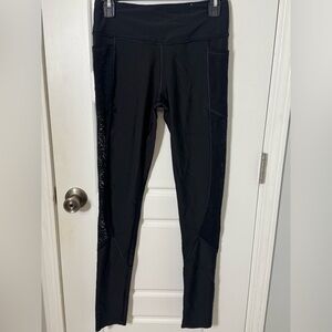 Black Athletic Leggings with Mesh Design